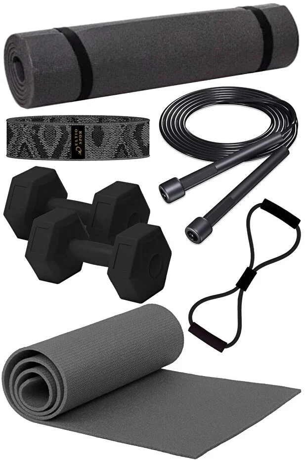 Son Kalite Pilates Seti Inanılmaz Fiyat Pilates Minderi 2 Adet Dambıl Squat Band Atlama Ipi Direnç